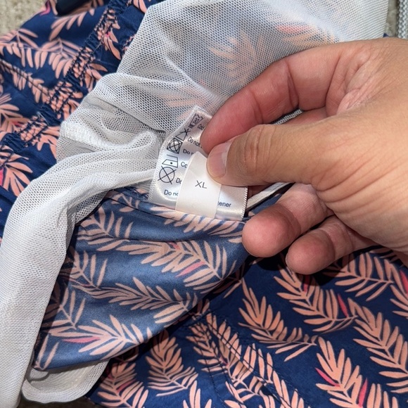 Tom & Teddy Men’s XL Lined Swim Trunks Navy Pink Polyester Beach Shorts - Picture 16 of 16